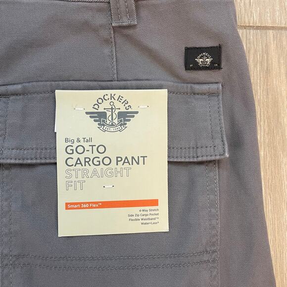 Dockers Big & Tall Go-To Cargo Pants 40x36 Gray Smart 360 Flex Straight Fit NWT - Picture 7 of 12